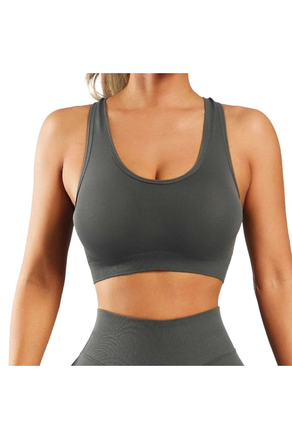2 Pack Bras for Women Seamless Sports High Workout Yoga Top Non Padded Wire Bralette Supportive Fitness Activewear Bras