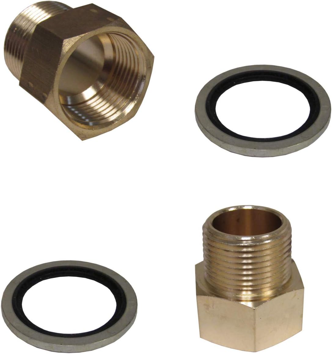 2 Pack Brass BSPP To NPT Adapters, 1 Inch Female NPT X 1 Inch Male BSPP