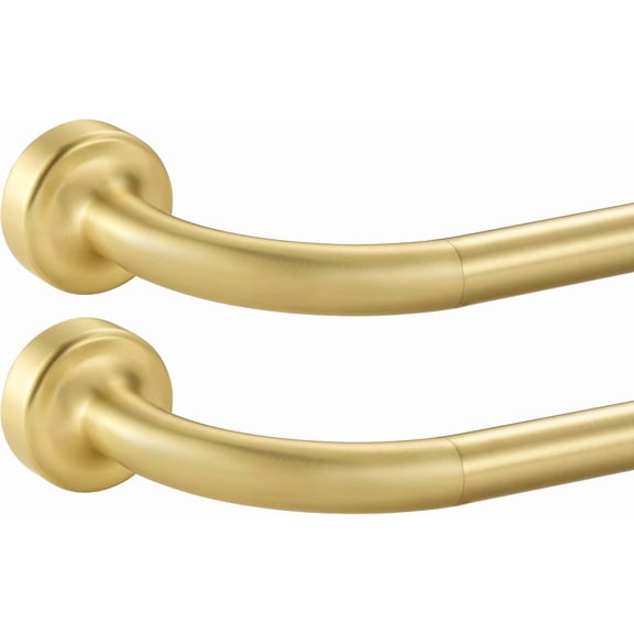 2 Pack Brass Disc Curtain Rods, 48-84 Inches Window Curtain Rod,Adjustable Room Darkening Drapery Rod with Aluminum Finials and Brackets,Wrap Around Design
