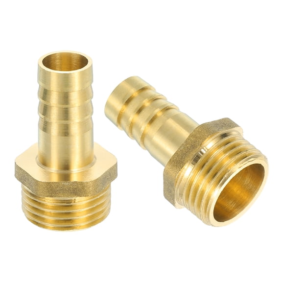 2 Pack Brass Hose Barb Fitting, 1/2" Barb x G 1/2 Male Brass Barb Pipe Fitting Adapter