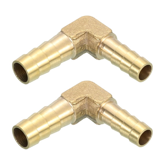 2 Pack Brass Hose Barb Fitting L Right Angle Elbow Connector Coupler, 3/8"x5/16" ID Brass Fitting Air Hose Fittings Reducer for Connecting Water Fuel Air, Oil Hoses