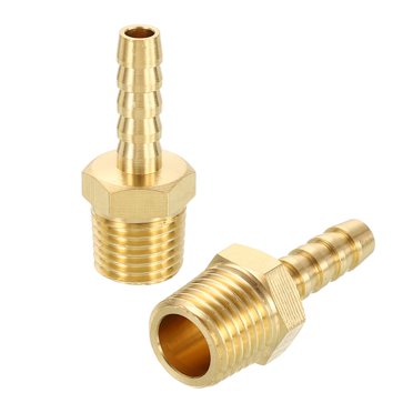 Brass Hose Barb Fitting - 1/4" Barb X 1/4" NPT Male Connector - Interstate Pneumatics FM44