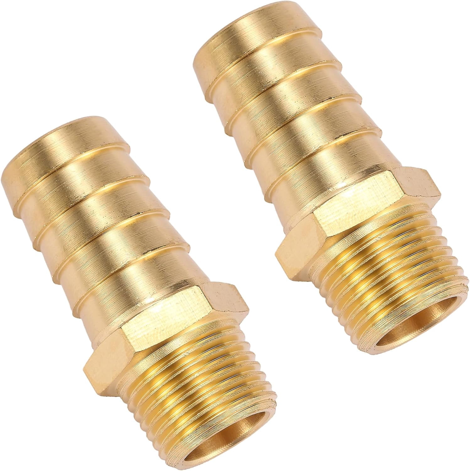 Brass Hose Barb To Male Pipe Fitting - 3/8" ID Hose X 1/2" NPT Male Thread, For Air, Water, Fuel Lines