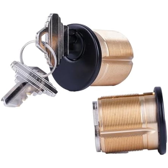 2 Pack Brass Mortise Door Cylinder Lock, 1 1/8" Inch Length Standard SC1 Keyway with 2 Keyed Alike Keys, Door Replacement Lock Cylinder Suitable for Home and Commercial Use.$$Tools & Hardware Other
