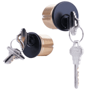2 Pack Brass Mortise Door Cylinder Lock, 1 Inch Length Keyed Standard SC1 Keyway, Door Replacement Lock Cylinder with 2 keyed Alike Keys Suitable for Home and Commercial Use Black.