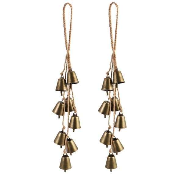 2 Pack Brass Witch Bells for Door Knob Rustic Hanging Bells Home Protection Decor