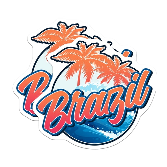 (2 Pack) Brazil Tropical Beach Magnets - Palm Tree Ocean Wave Vacation Vibes - South American Travel Destination Souvenir - 5 Inches On Longest Side - Thick Durable Magnet - Made in USA - MAG19239