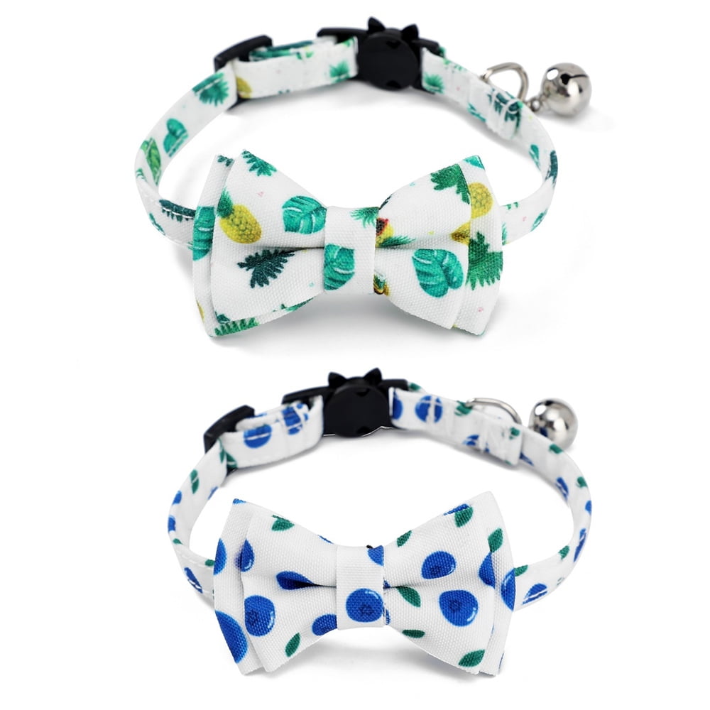2 Pack Breakaway Cat Collars with Bowtie, Safety Buckle Cat Collars