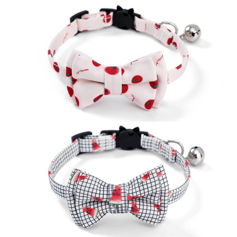 2 Pack Breakaway Cat Collars with Bowtie, Safety Buckle Cat Collars