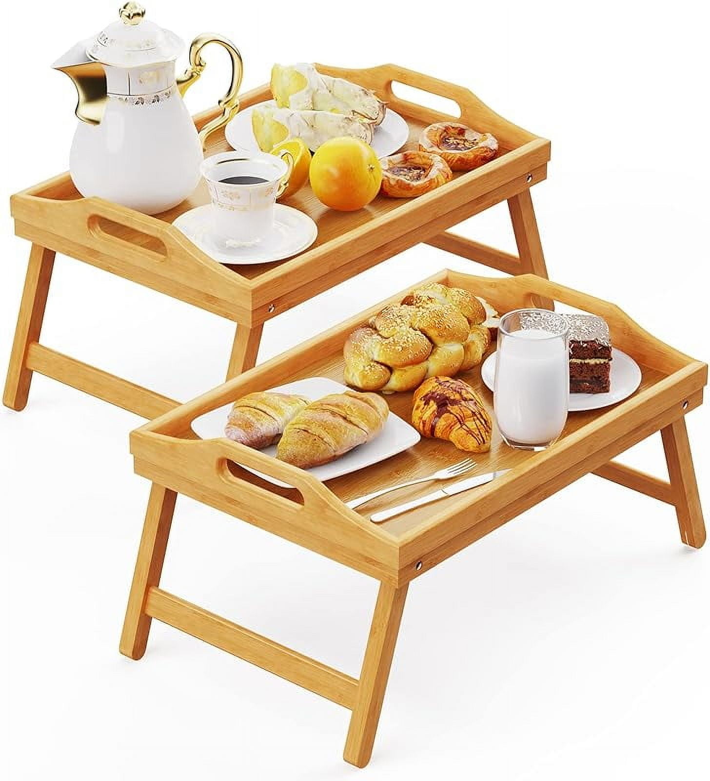 2 Pack Breakfast in Bed Tray for Eating, 16.92 x 12.6 Inch Bed Table ...