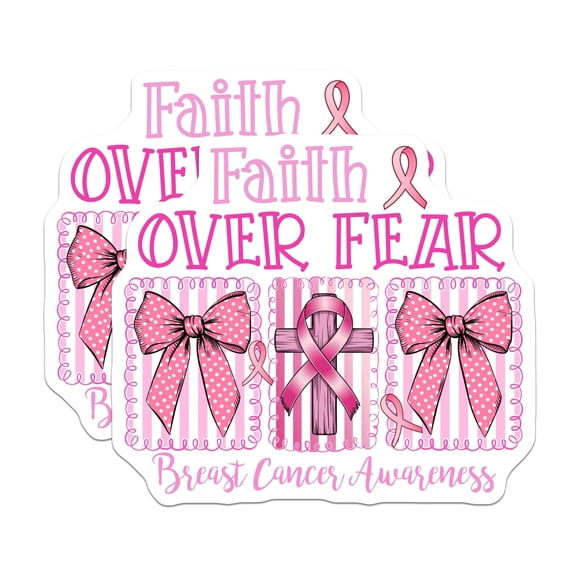 (2 Pack) Breast Cancer Awareness Magnets - Pink Ribbon Cross - Faith ...