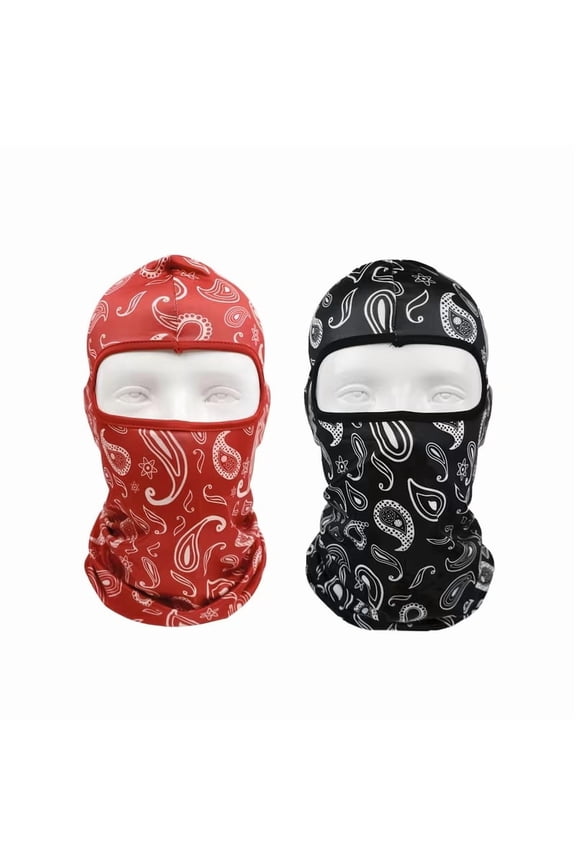 2 Pack Breathable Face Mask Red White for Outdoor Sports Running Cycling