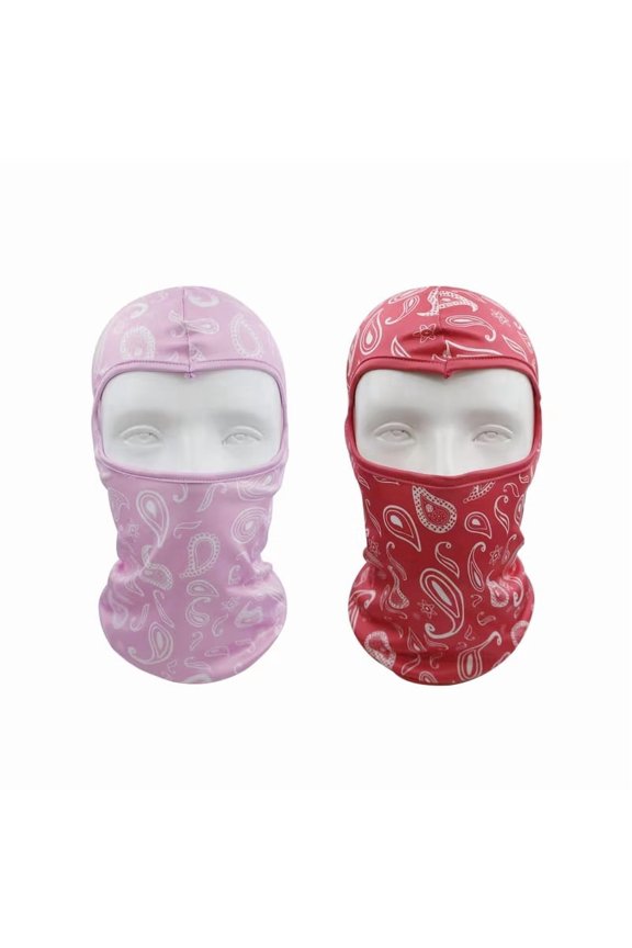 2 Pack Breathable Face Mask Red White for Outdoor Sports Running Cycling