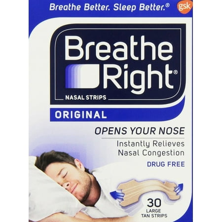 2 Pack Breathe Right, ORIGINAL Nasal Strips 30 LARGE TAN Strips