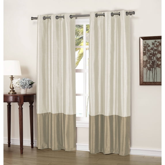 2-Pack Bridgette Faux Silk Thermal Blackout Grommet Pair Panel 37 In. W X 84 In. L In Beige-Mocha
