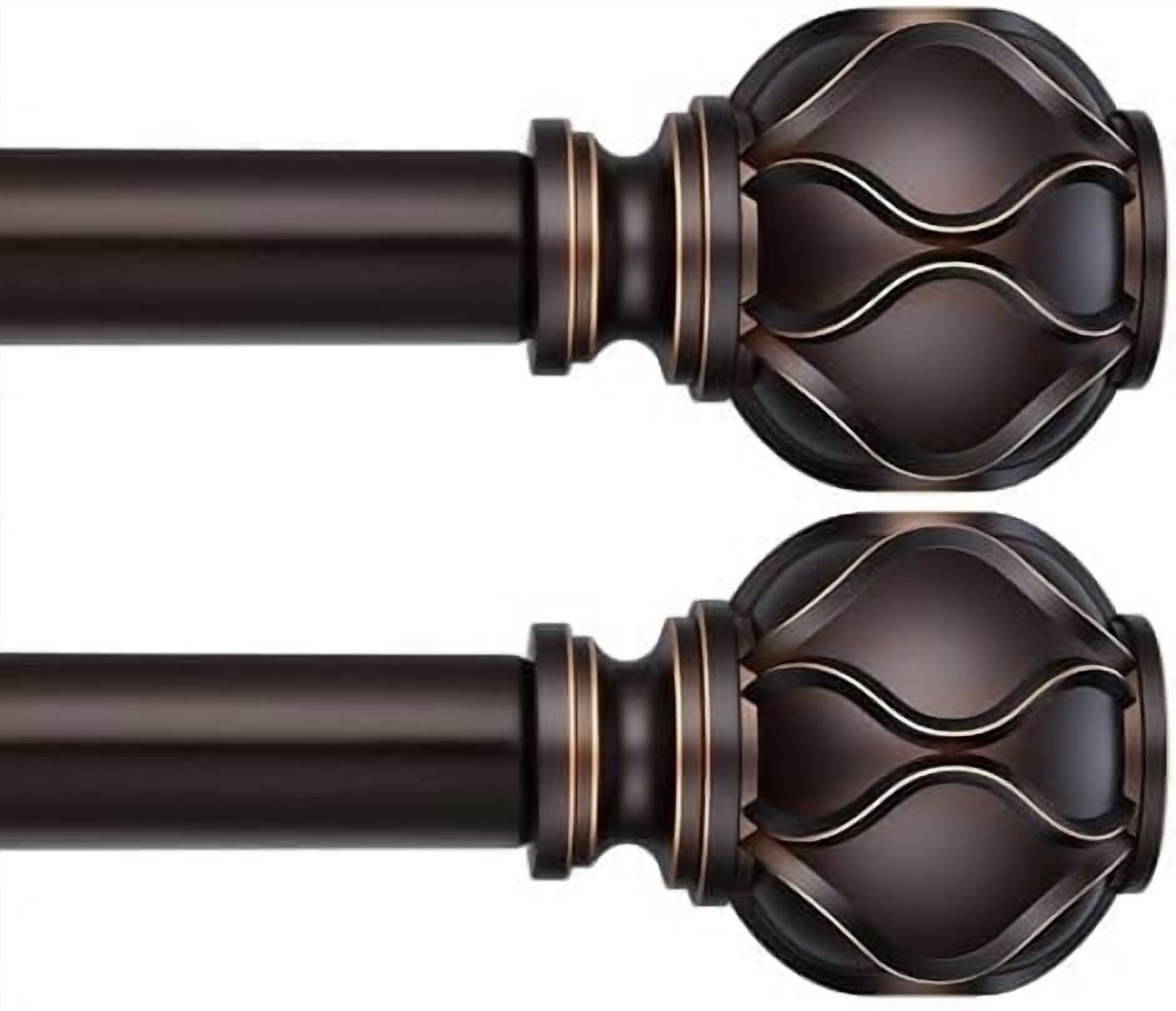 Bronze Curtain Hardware 2 Pack Bronze Heavy Duty Curtain Rods for Windows 28 to 48 inch, 1 Inch