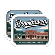 2 Pack Brookhaven Stickers - Mississippi Town Decals - Home Seekers Paradise - 5" On Longest Side - Sticks to Smooth Flat Surfaces - Made in USA - BMCS17933