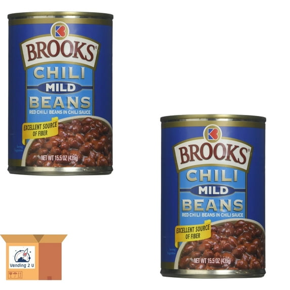 ( 2 Pack ) Brooks Chili Beans, Canned Red Beans in Chili Sauce, Mild Flavor, 15.5 oz.