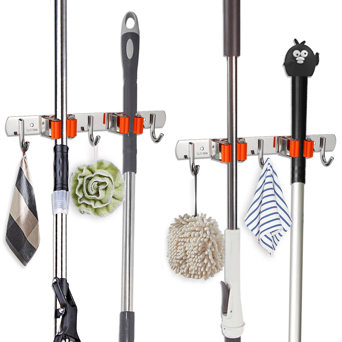 Broom Holder Wall Mount 12-Pack S Space Saving Garage