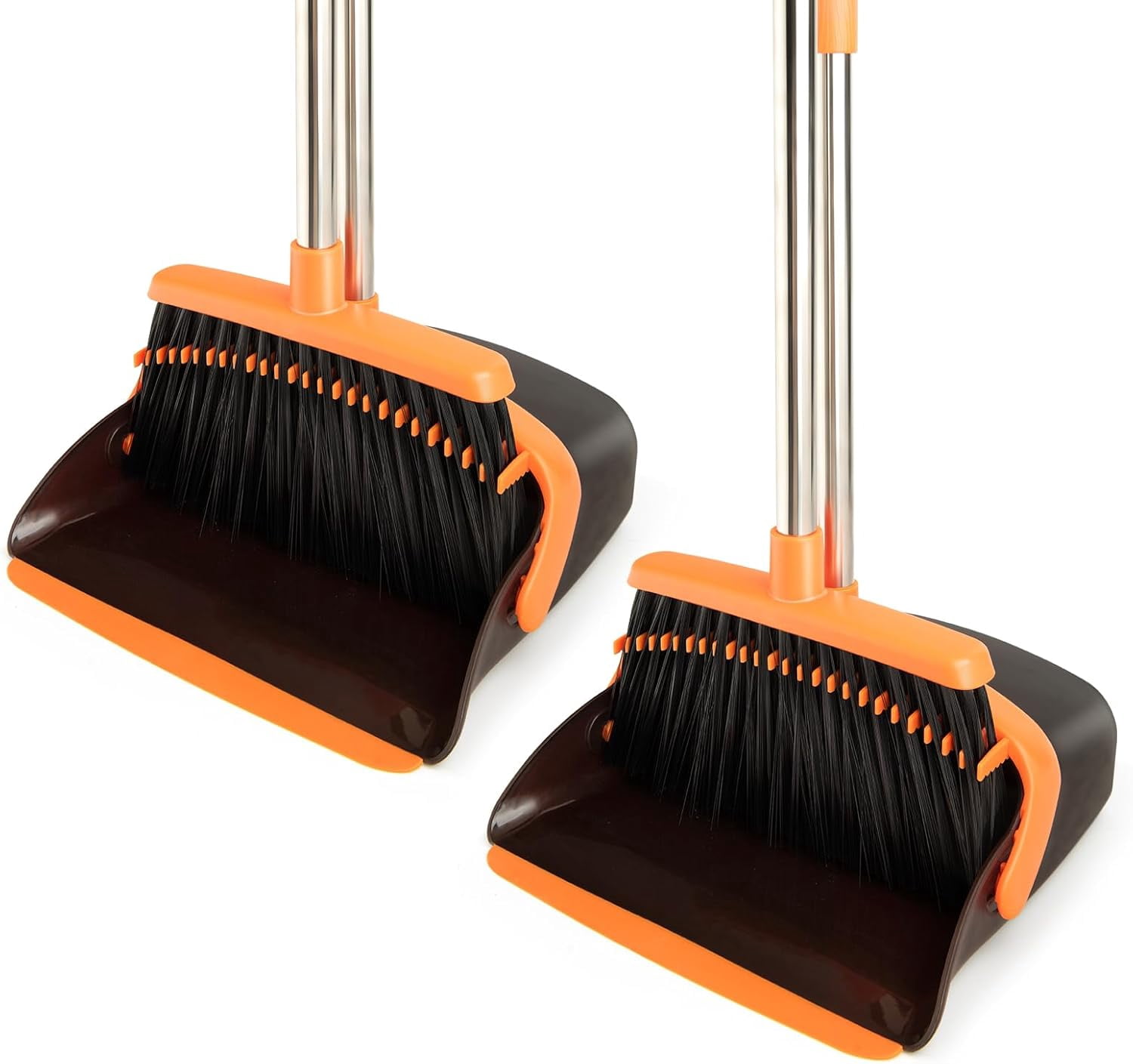 2-Pack Broom and Dustpan Set with Long Handle, Heavy Dust Broom and ...