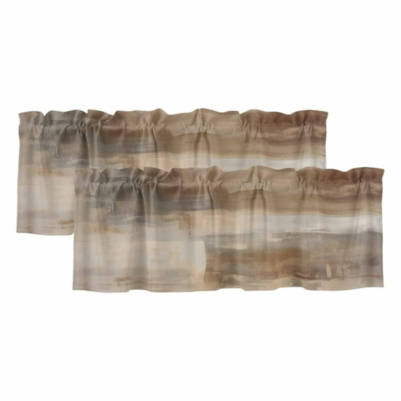 2 Pack Brown Abstract Valance for Window Texture Gradient Texture Minimalism Kitchen Valance Rod Pocket Short Curtain Topper Decorative Window Treatment for Living Room Bedroom 42"x12"