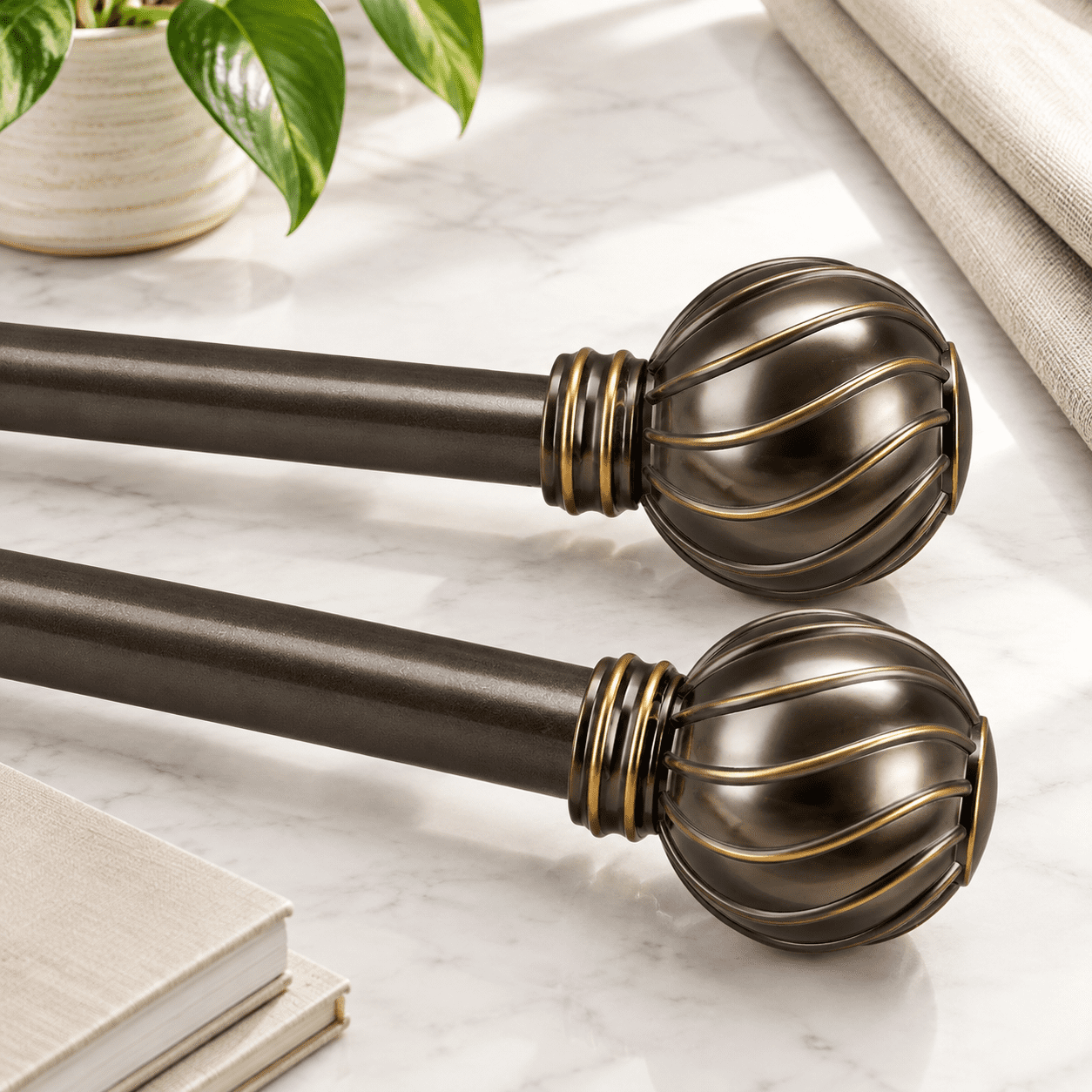 Window Shade Rods 2 Pack Brown Curtain Rods Set For Windows 28 To 48 Adjustable Length ...