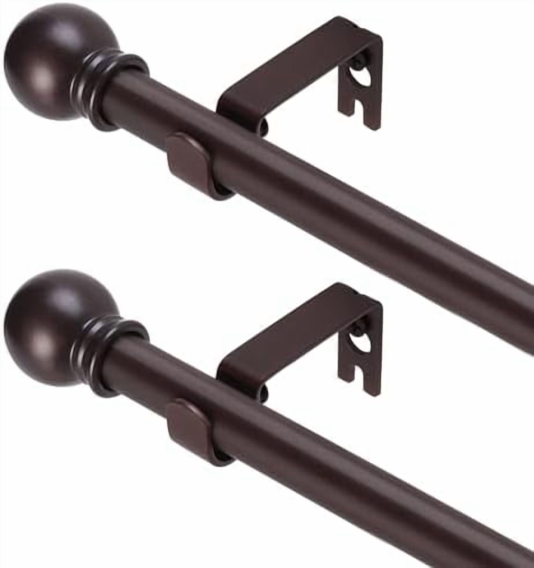 2 Pack Brown Curtain Rods for windows 48 to 84-93 inch, 5/8 inch Splicing Heavy Duty Metal Curtain Rod Set with Brackets