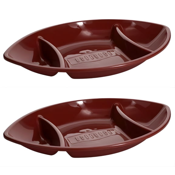 2-Pack Brown Football-Shaped Chip and Dip Tray, 17in  Divided Serving Platter for Game Day Party Gourmet Tailgates and Everyday Entertaining