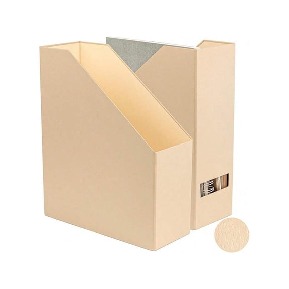 2-Pack Brown Magazine Holders - Sturdy Paperboard File Organizers for Office, Classroom & Home - Document, Book & Magazine Storage Box