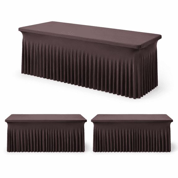 2 Pack Brown Spandex Fitted Tablecloths For 6 Foot Rectangle Tables ...