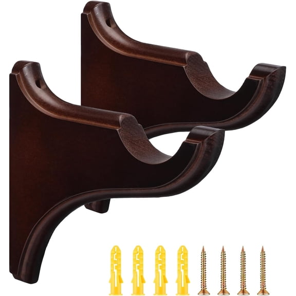 2 Pack Brownish Red Wooden Curtain Brackets for 2 Inches