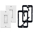 thumbnail image 1 of 2-Pack Brush Wall Plate with Single Low Voltage Mounting Bracket Cable Pass Through Insert for Speaker Wire, 1 of 5