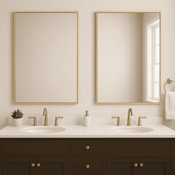 2-Pack Brushed Gold Bathroom Mirror for Over Sink, 22"x30" Rectangular Wall Mirrors with Rustproof Aluminum Alloy Frame, Modern Vanity Mirror, Hangs Horizontal or Vertical