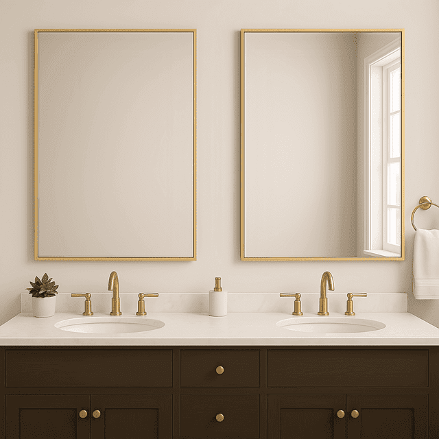 2-Pack Brushed Gold Bathroom Mirror for Over Sink, 24"x36" Rectangular ...