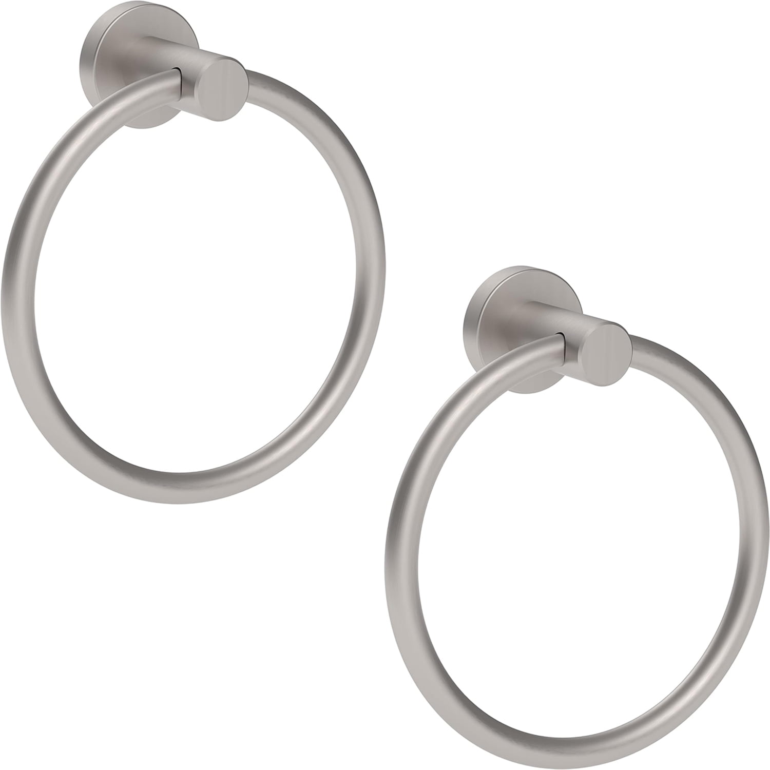 2 Pack Brushed Grey Towel Ring for Bathroom Kitchen Rounded Base Wall