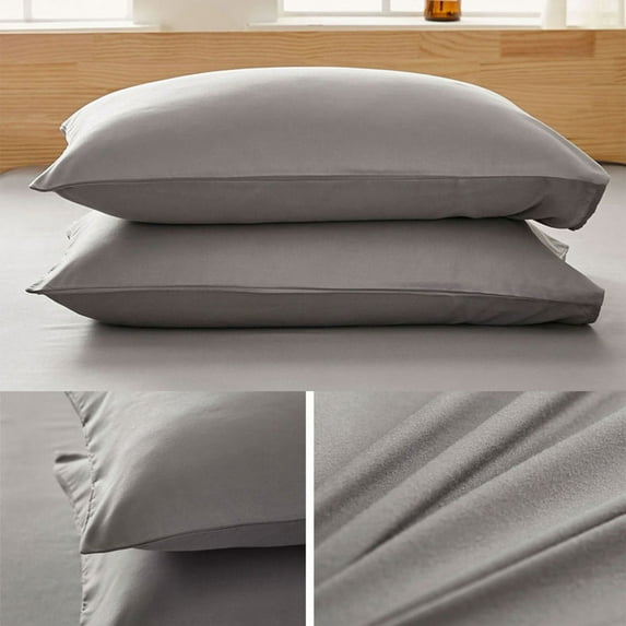 2-Pack Brushed Microfiber Pillow Cases - Envelope Closure Shrinkage Resistant Soft Pillow Protectors Hypoallergenic Bedding Essentials(Dark Gray)