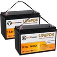 thumbnail image 1 of 2 Pack Btrpower 12V LiFePO4 Battery Pack 140Ah Lithium for RV Deep Cycles Solar System, 1 of 8
