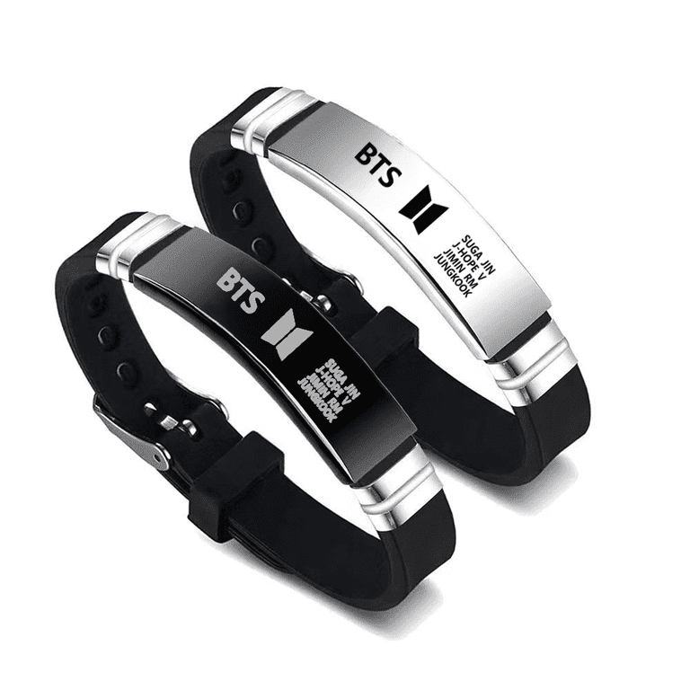 2 Pack Bts Merch Bracelets, Kpop Bts Charm Silicone