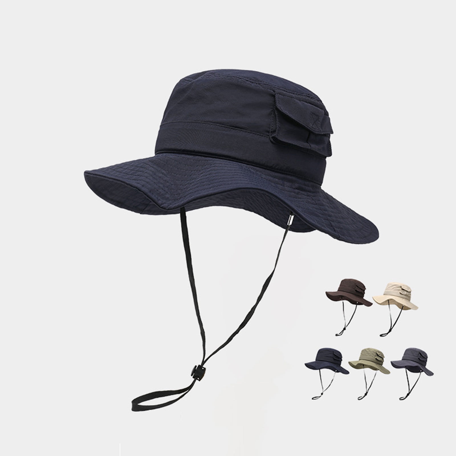 2 Pack Bucket-Hats for Men Women with Pocket Sun Protection Wide-Brim ...