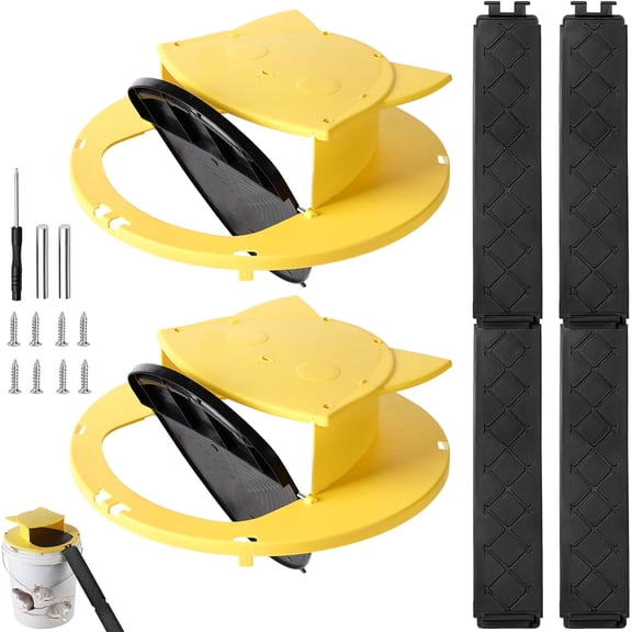 2-Pack Bucket Lid Mouse Trap for 5 Gallon Buckets, Automatic Reset Flip & Slide Mouse Trap, Reusable Humane Mouse & Rat Trap for Indoor & Outdoor Use