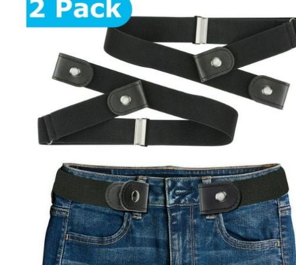 KESYOO 2pcs elastic invisible belt jeans stretch belt pant waist tightener  women stretch belt ladies waist belt side belt black buckle belt jeans