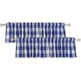 thumbnail image 1 of 2 Pack Buffalo Check Valances for Windows Living Room 18 inches Long Classic Gingham Plaid Bedroom Bathroom Rod Pocket Country Farmhouse Kitchen Window Curtain Valances - 54"x18" Navy Blue & White, 1 of 5