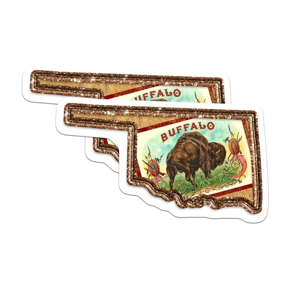 (2 Pack) Buffalo Stickers - Vintage Animal Stickers - Western Theme Stickers - 5" On Longest Side - Sticks to Smooth Flat Surfaces - Made in USA - BMCS17437