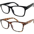 thumbnail image 1 of GRINDERPUNCH 2 Pack Reading Glasses Men Women Blue light Blocking Computer Readers Retro Fashion Eyeglasses - 2 Pack Black and Tortoise, 3.00, 1 of 4