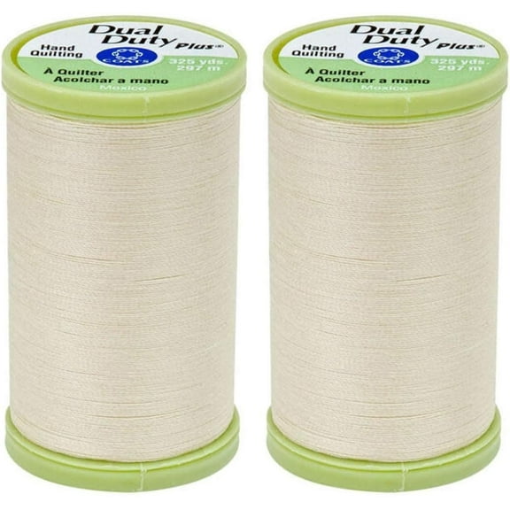 2-Pack Bundle Coats & Clark Dual Duty Plus Hand Quilting Thread 325yds Cream s960-8020