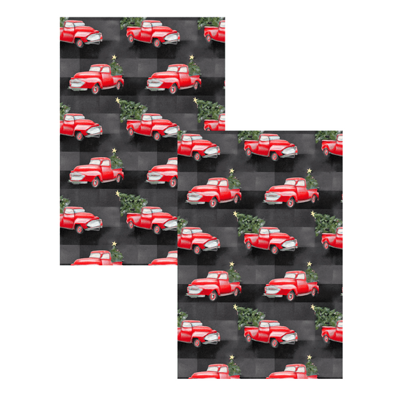 (2) Pack Bundle Vintage Red Truck Christmas Wrapping Paper 30 in x 30 sq ft Decor Holiday
