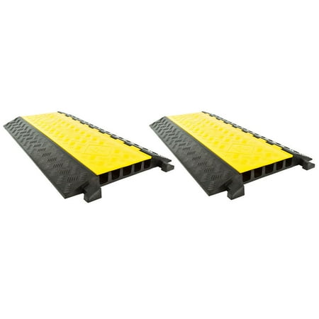 2-Pack Bundle of 5-Channel Modular Industrial Rubber Cable Ramp Middle Sections