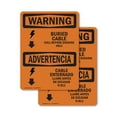thumbnail image 1 of (2 Pack) Buried Cable Call Before Digging Bilingual OSHA Warning Sign, 1 of 7