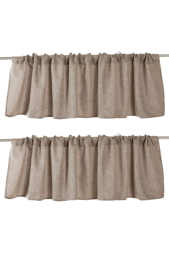 2 Pack Burlap Window Curtain Valances Farmhouse Style Window Treatment Decor Curtains Rod Pocket Valances for Kitchen/Living Room 16" x 56"