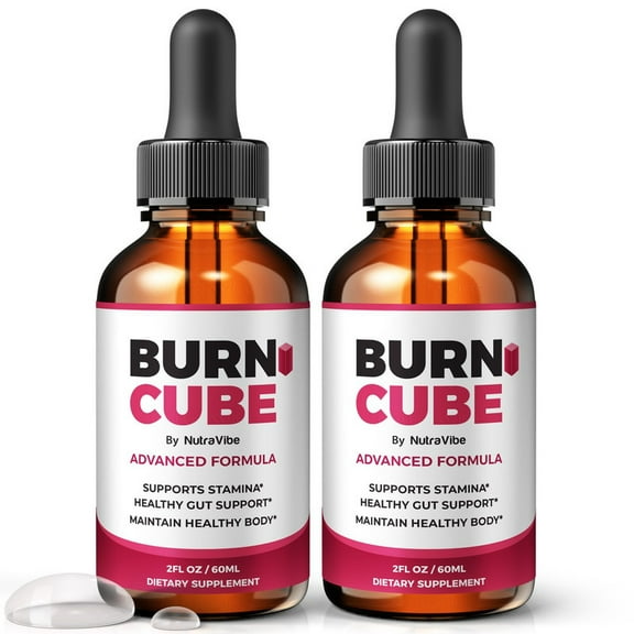 (2 Pack) Burn Cube Natural Daily Liquid Formula Designed to Align with Fitness Goals, Support an Active Lifestyle & Body Balance | Just a Few Drops for a Fit-Focused Routine (60 Servings)